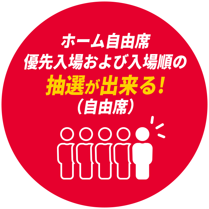 ホーム自由席優先入場および入場順の抽選ができる（自由席）